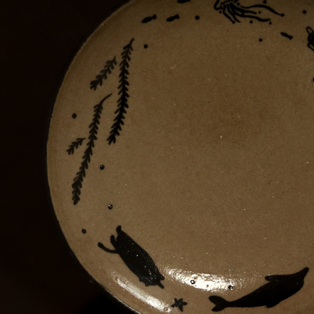 大地色的海底世界 陶餐盘 - 盘子/餐盘/盘架 - 陶 咖啡色
