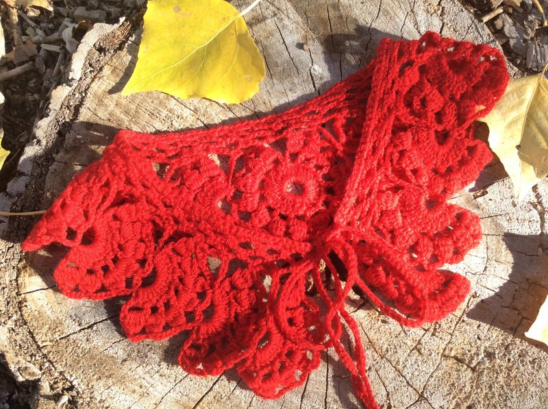 Crochet collar, handmade necklace, peter pan collar made of natural merino wool - 项链 - 羊毛 