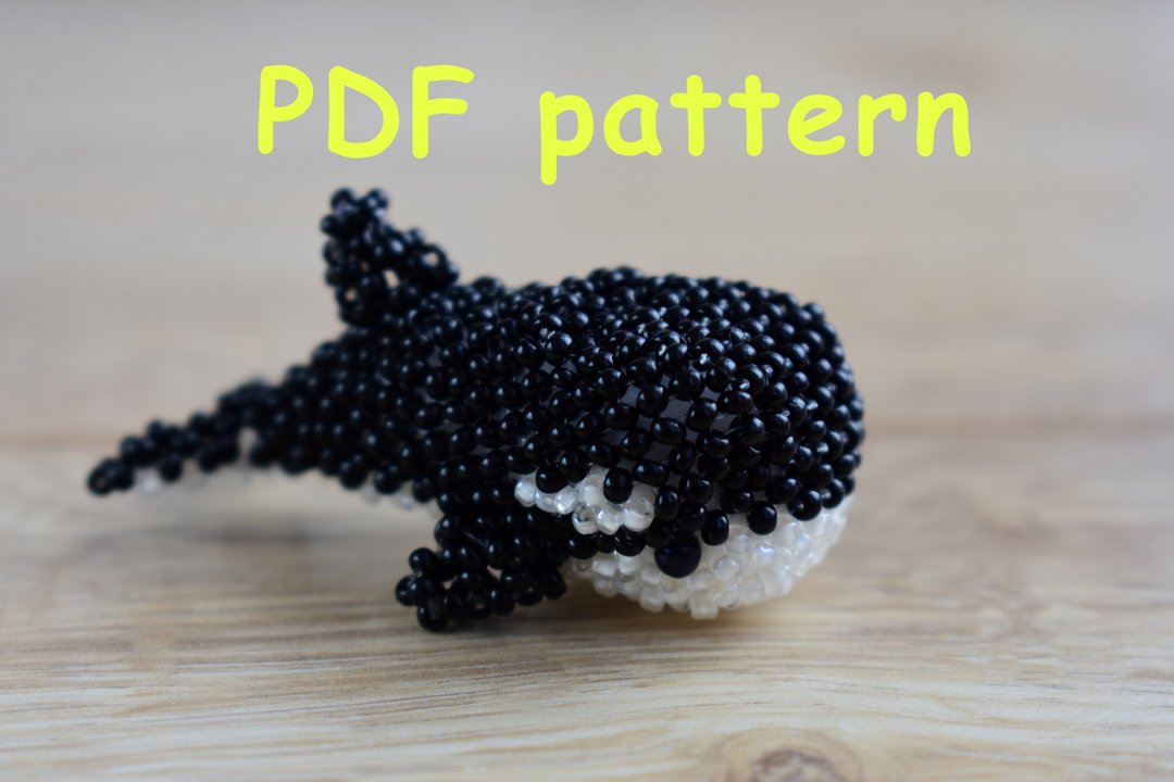 Killer whale pattern, 3d beading pattern, sea pattern, killer whale tutorial. - 编织/刺绣/羊毛毡/裁缝 - 其他材质 黑色