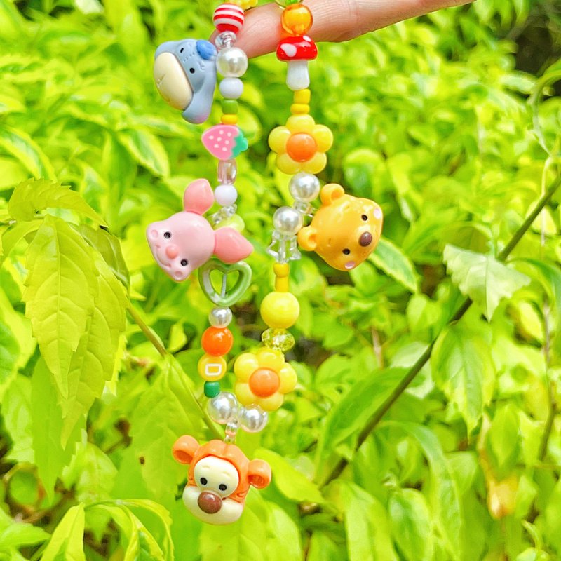 小熊维尼串珠手机绳 - 挂绳/吊绳 - 塑料 