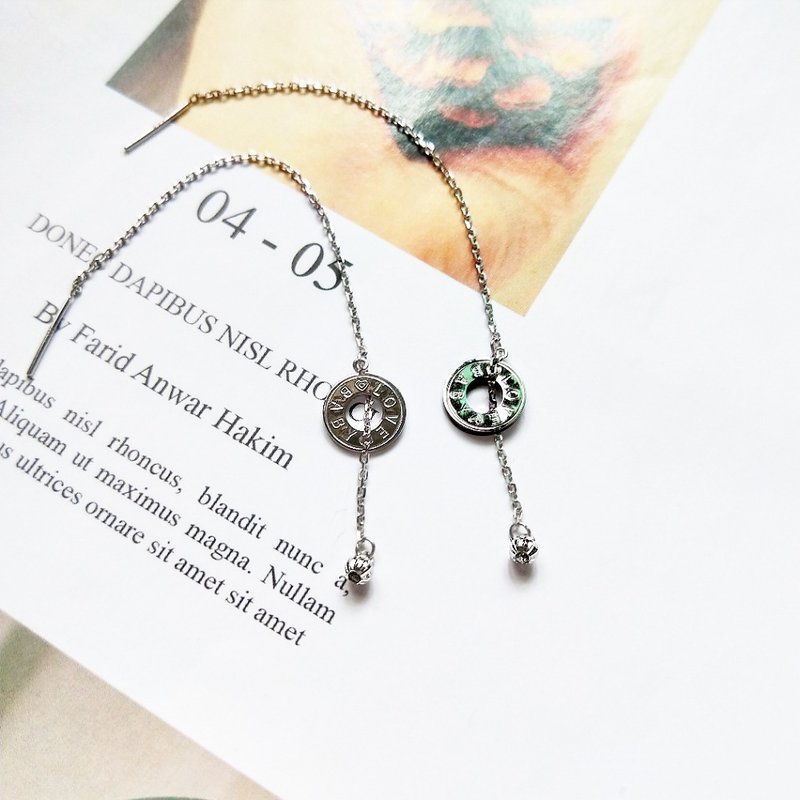 Eli Jewelry日本Pt950铂金 气质圆片lovebaby圆球垂坠白金耳环 - 耳环/耳夹 - 贵金属 银色