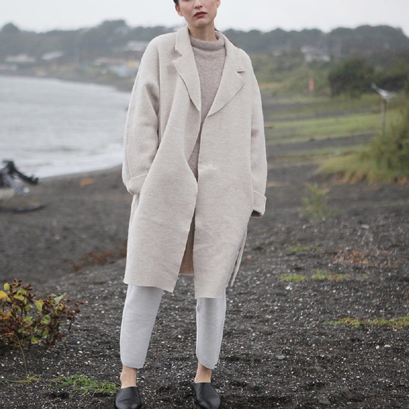 KOOW  Call of Silence 温暖厚实 全羊毛大衣 廓形剪裁斜襟厚外套 - 女装休闲/机能外套 - 羊毛 