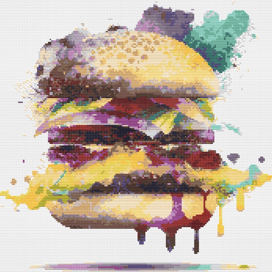Hamburger cross stitch pattern, food cross stitch chart, PDF - 其他数码商品 - 其他材质 