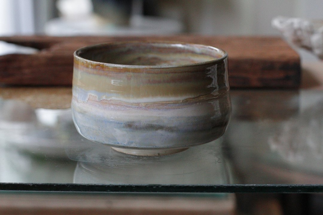 手拉坏油画风花莲风景系列之静谧之海陶碗/茶碗/抹茶碗 - 茶具/茶杯 - 陶 多色