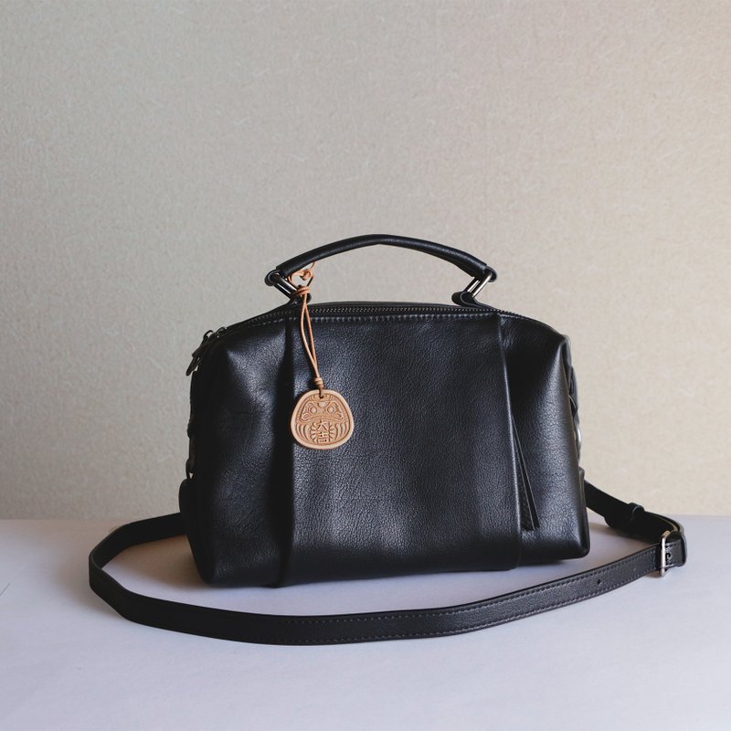 2Way Bag 女用真皮肩包手提包休闲通勤包斜背包黑色 - 侧背包/斜挎包 - 真皮 黑色