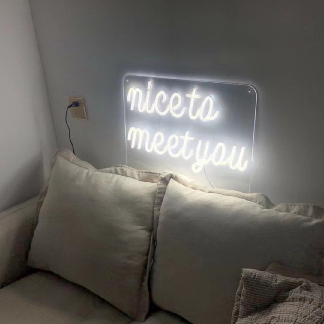 Nice to meet you 霓虹灯夜灯房间装潢灯客制手作 - 灯具/灯饰 - 压克力 透明