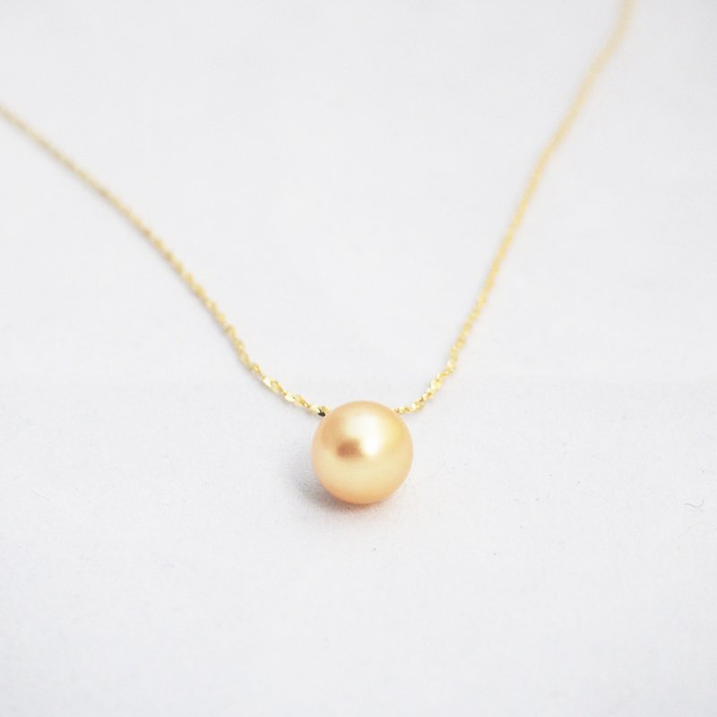 【Rachelle L.经典系列】南洋金珠 海水珍珠纯银穿心项链 - 项链 - 宝石 金色