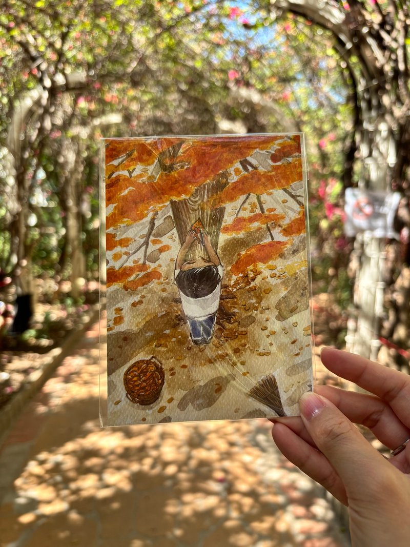 黄叶片片就如神丰盛的爱/一套三张心意卡/幸福小组/名信片 - 卡片/明信片 - 纸 橘色