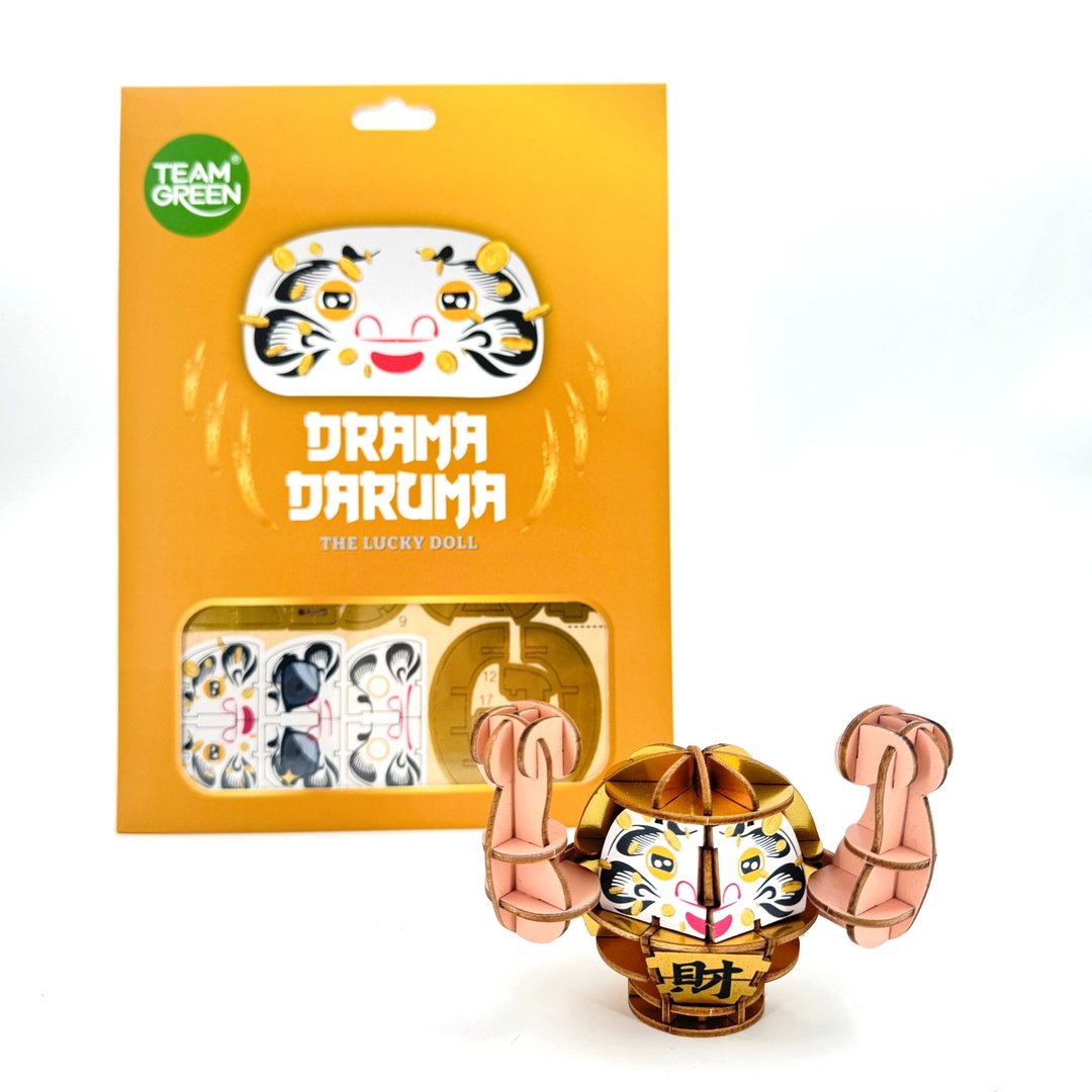 大力达摩不倒翁 - 金色 (财) 特别版烫金 | 摆设 | 招财 开运 - 拼图 - 木头 金色