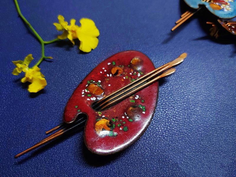 现货在台-Matisse红铜珐琅红色调色板胸针【美国老件时尚珠宝】 - 胸针 - 珐琅 红色