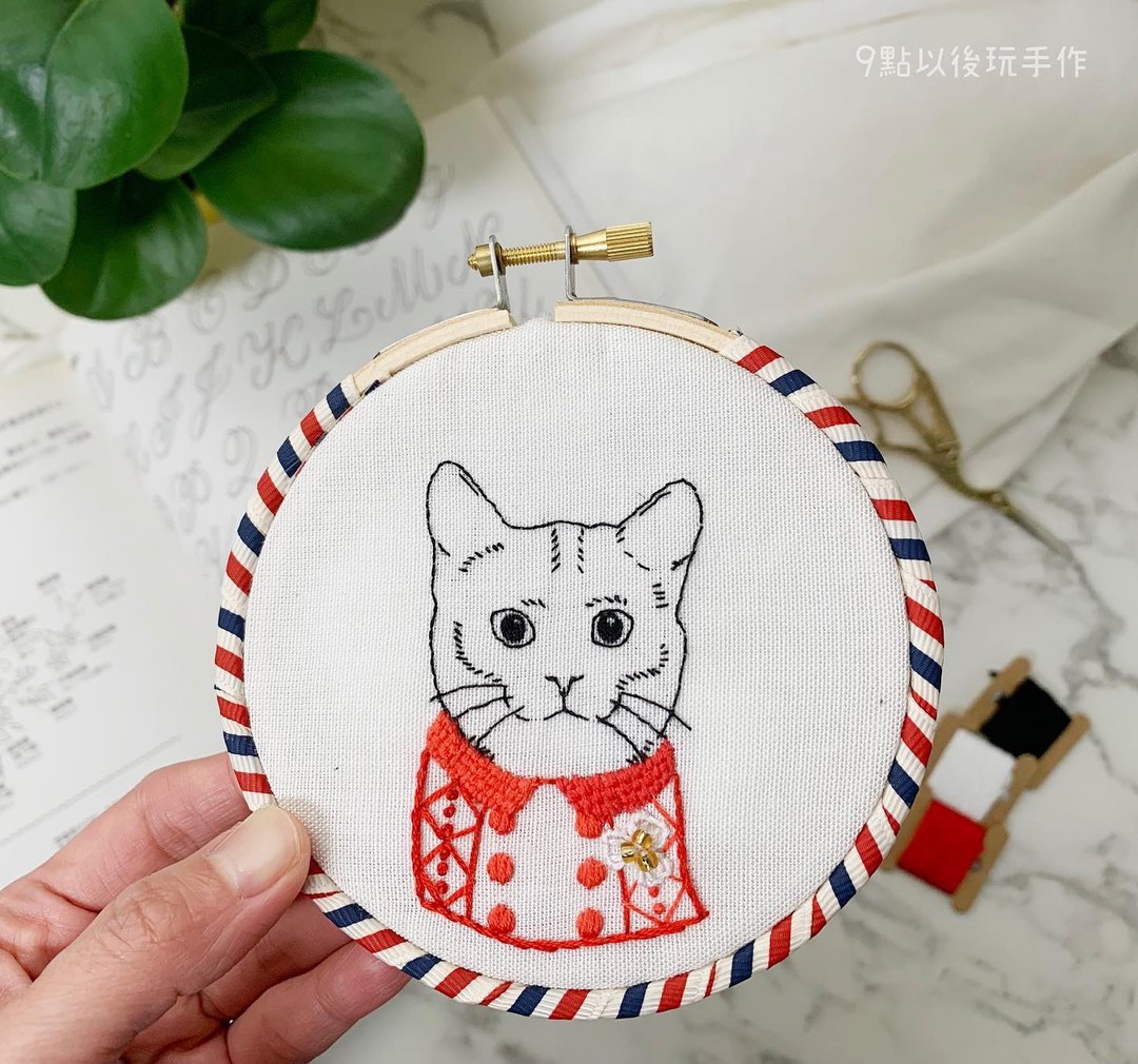 法式插画猫咪刺绣.刺绣技法课 - 编织/羊毛毡/布艺 - 绣线 