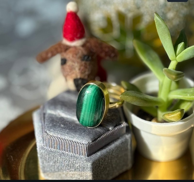 印度丨民族原石戒指系列-绿松石 - 戒指 - 铜/黄铜 绿色