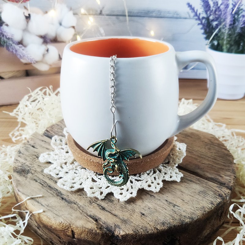 散叶茶龙茶泡茶器，具有奇幻生物魅力的泡茶器 - 茶具/茶杯 - 不锈钢 银色