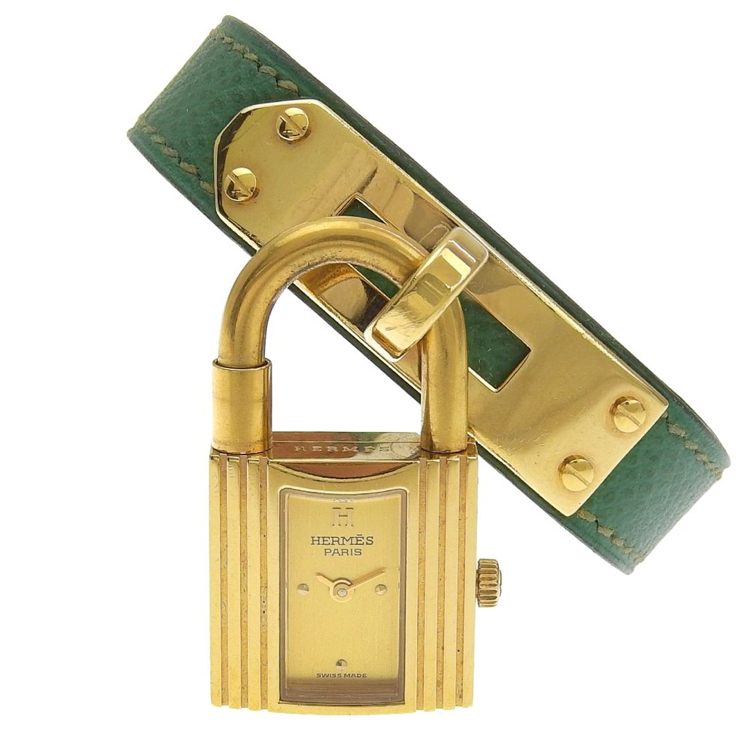 【日本直送】爱马仕 HERMES Kelly Watch 凯莉包包造型表 手表 镀金 x 皮革 石英 指针式显示 金色表盘 女士【二手】 - 女表 - 其他金属 金色