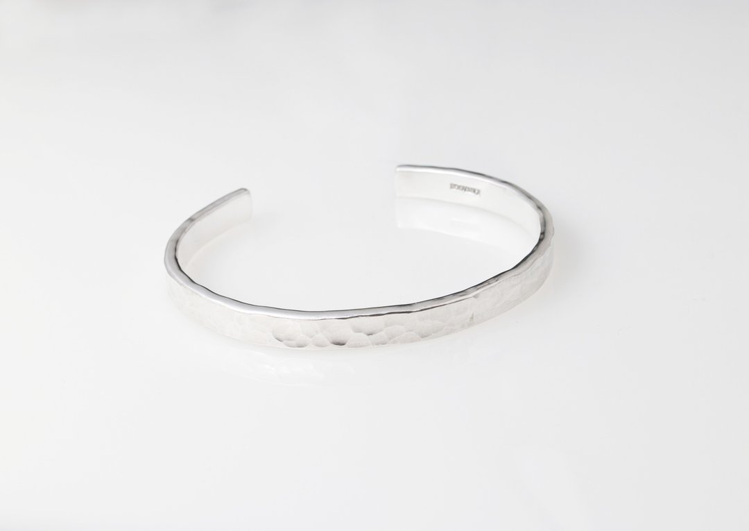 川越【Silver 925】水波纹 纯银手镯 手作订制 - 手链/手环 - 纯银 银色