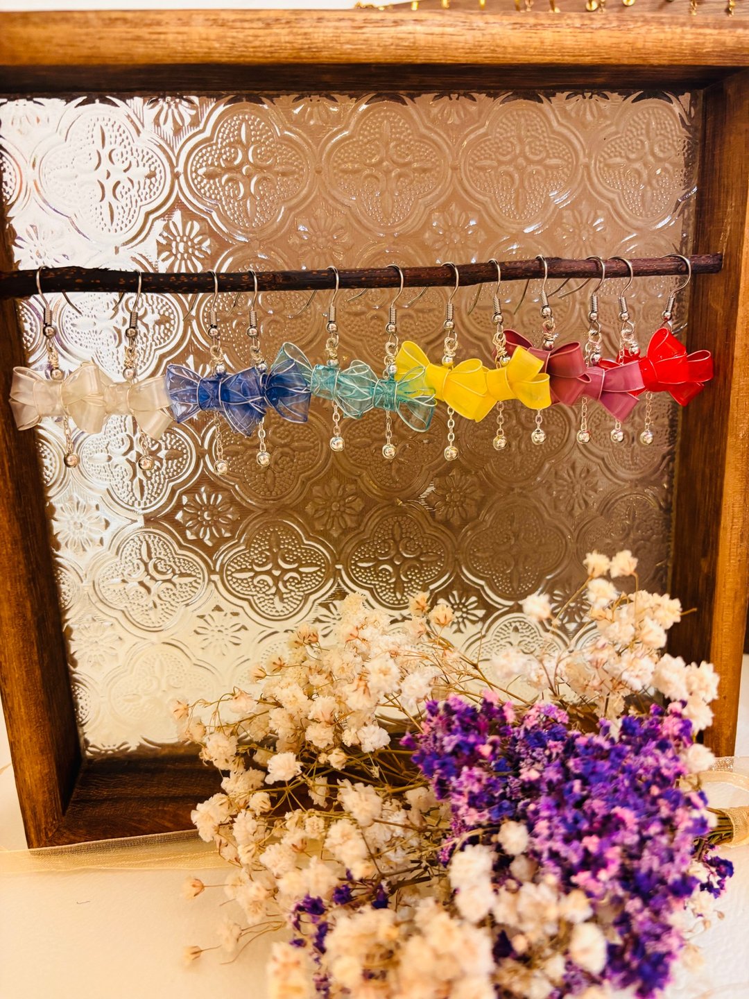 轻盈缤纷蝶_水晶花耳环 - 耳环/耳夹 - 其他材质 