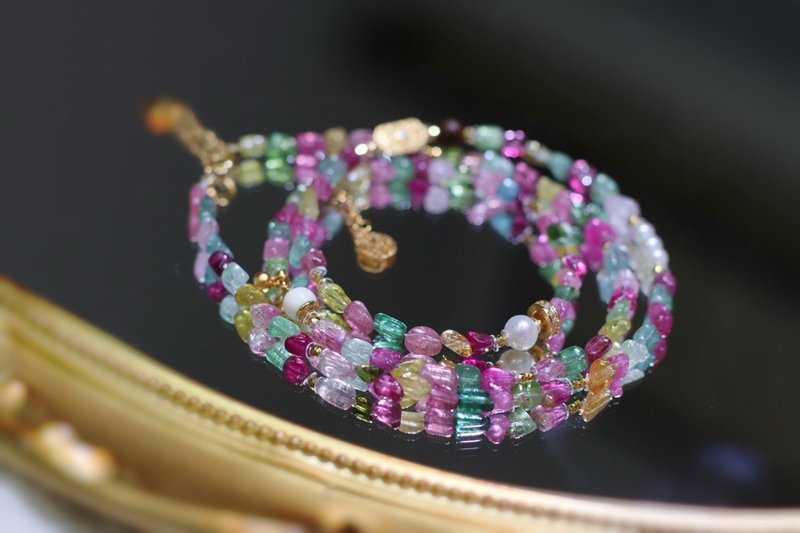 天然碧玺项链手链两用款搭配沉香珍珠猛犸象牙 圣诞礼物生日礼物 - 项链 - 水晶 