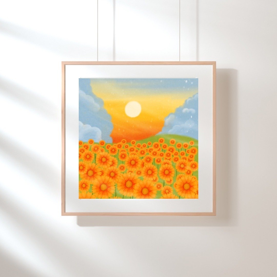 自然风光，向日葵田，数位下载 - 电子手绘真人画像/绘画/插画 - 其他材质 