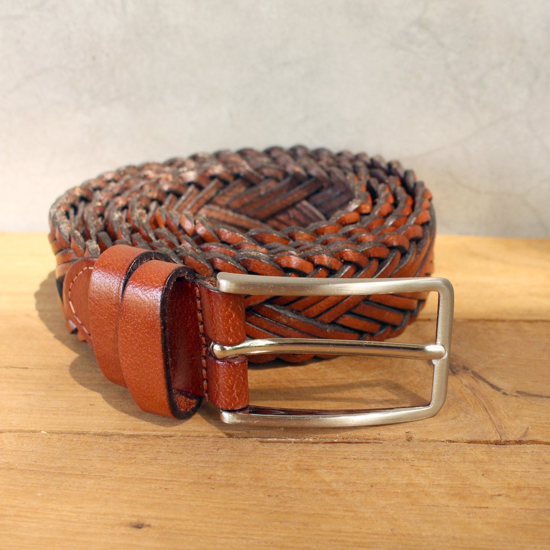 Braided Leather Belt -Tan / Design 3 + G Buckle / 皮帶 / 手工 (CODE : N) - 皮带/腰带 - 真皮 咖啡色