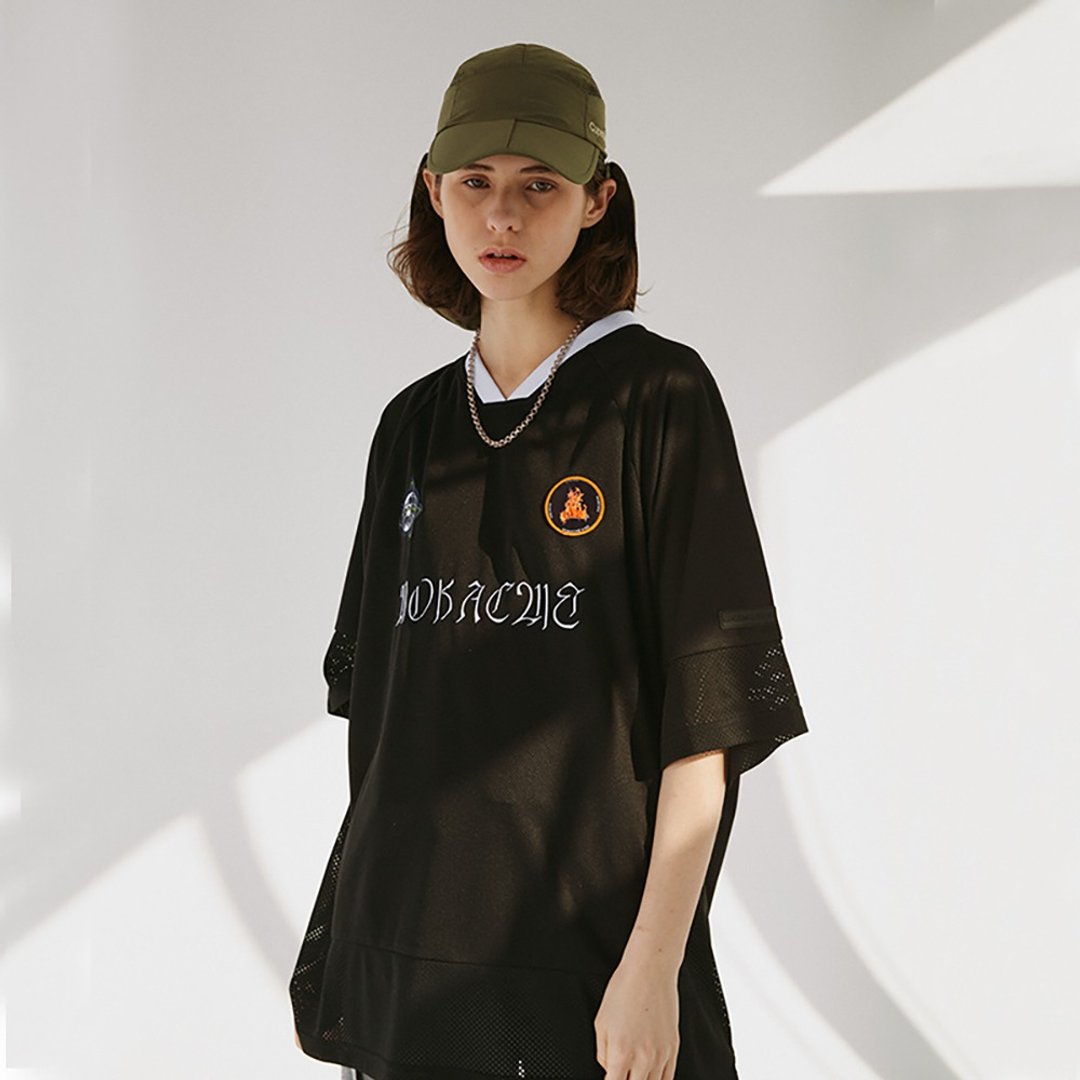 MOKACME VIBE 21SS 复古运动橄榄球服运动球衣球服 - 男装上衣/T 恤 - 聚酯纤维 黑色