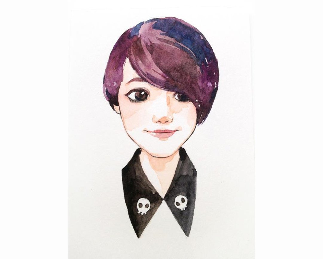轻松可爱的人物水彩似颜绘 情人 宝宝 毕业 朋友 插画礼物 - 订制画像 - 纸 白色