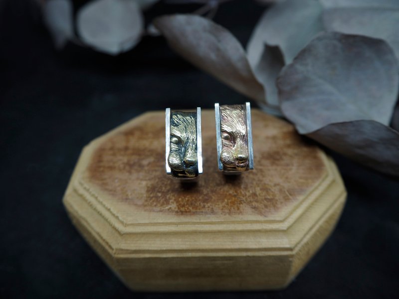 。默契之中。NO.01-3 挤脸猫 戒指/开放式 - 戒指 - 纯银 银色