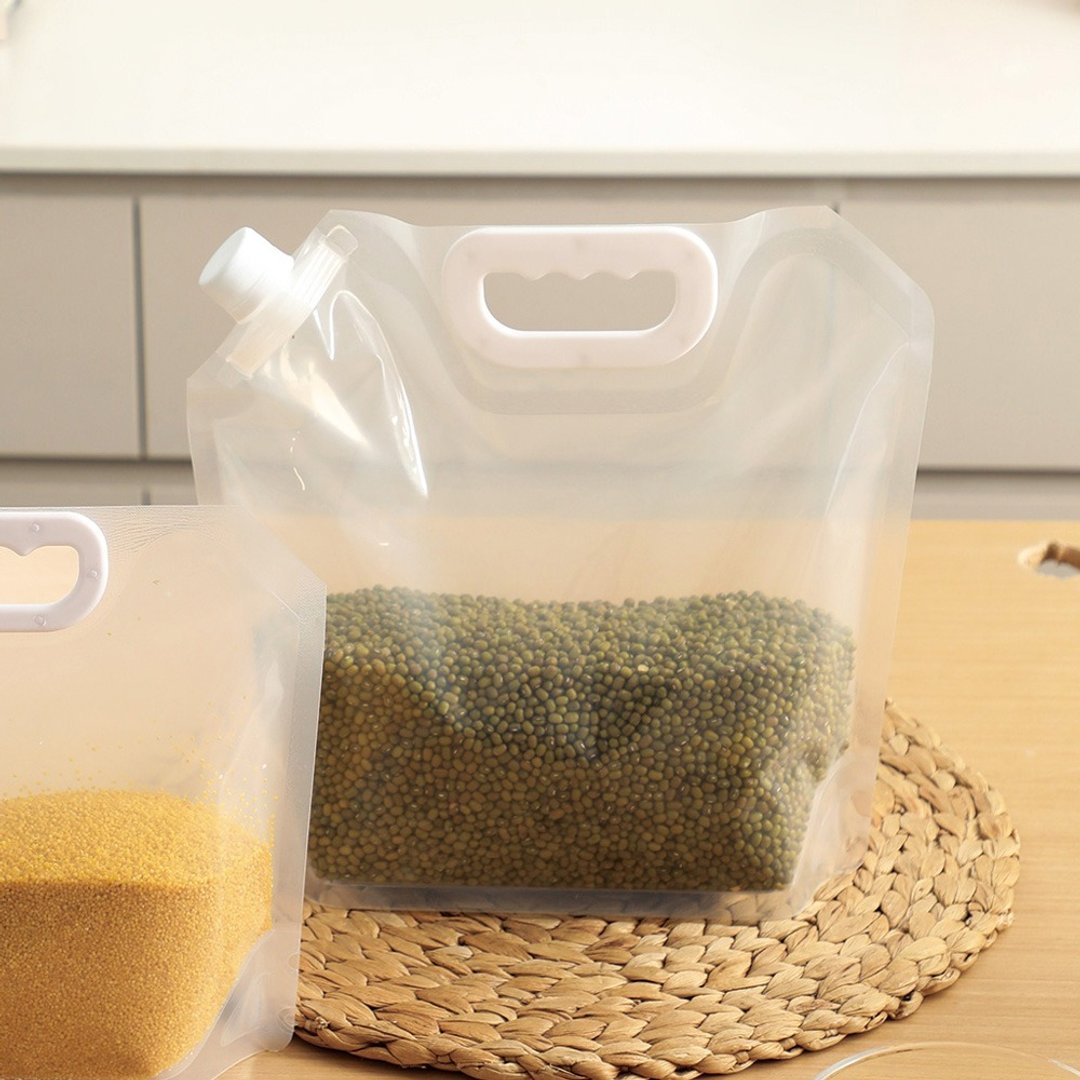日本霜山 手提可立式五谷杂粮密封袋(附漏斗)-2.5L-3入 - 便当盒/饭盒 - 塑料 透明