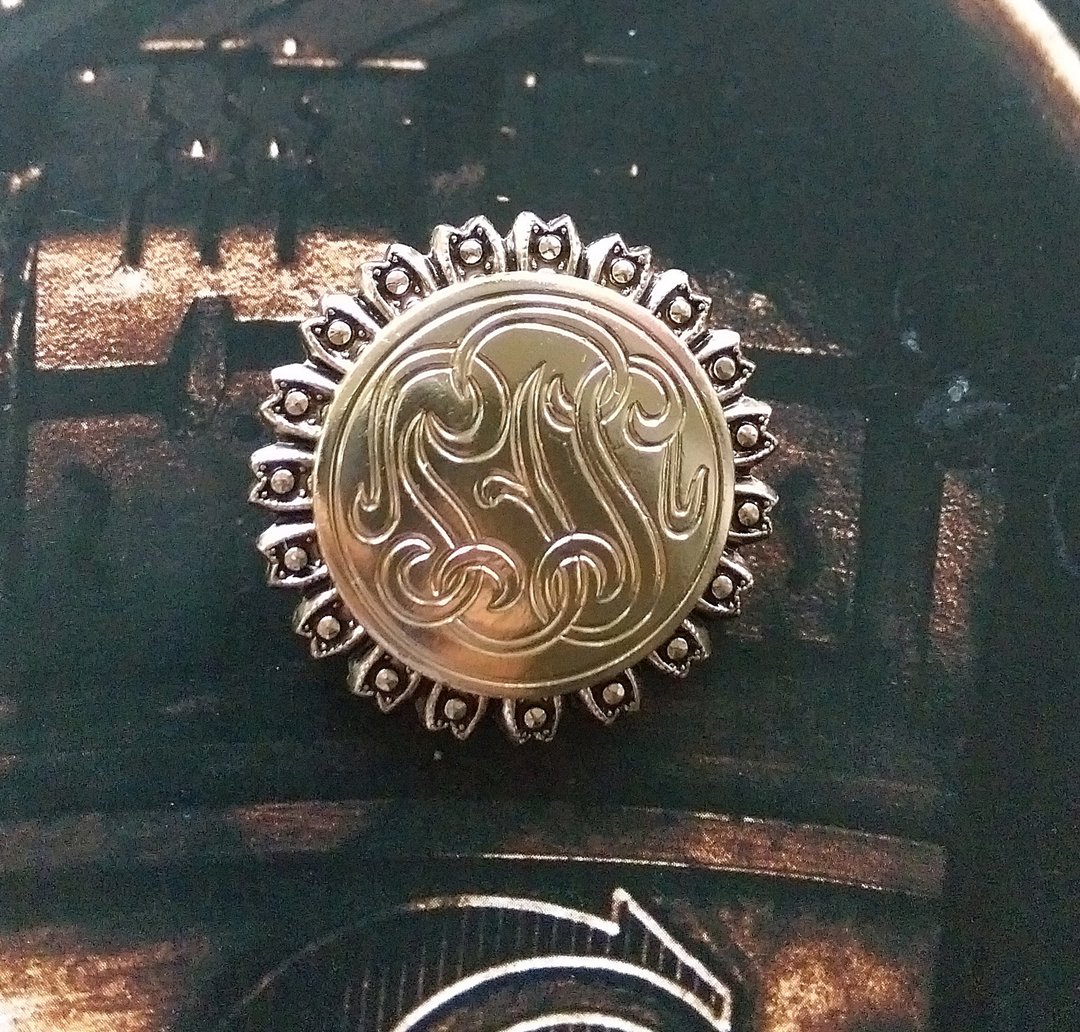 【西洋古董饰品】 西德制 金色调 花体纹  围巾夹 丝巾扣 丝巾夹 - 其他 - 其他金属 金色