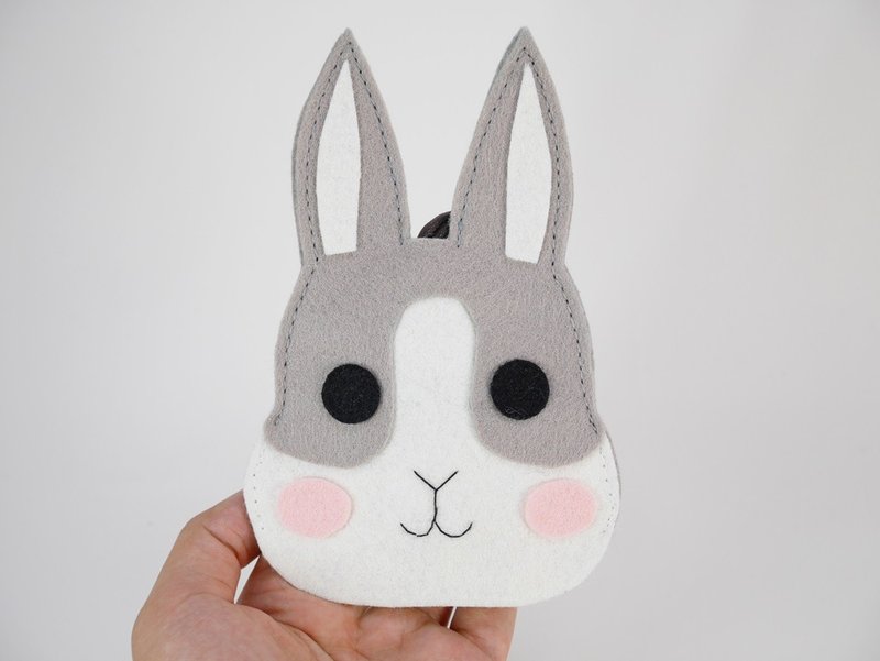 可爱动物钥匙包－灰灰兔 - 钥匙链/钥匙包 - 聚酯纤维 灰色