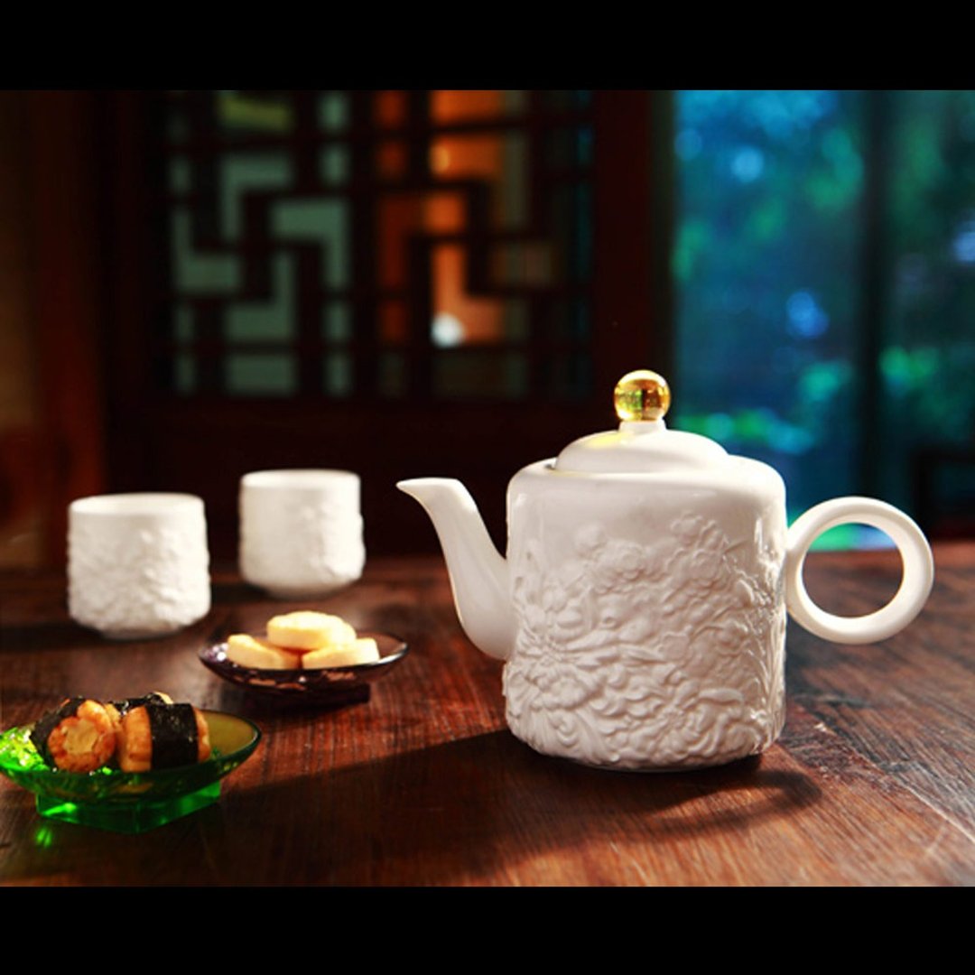 LIULI LIVING 闲情四季(一壶二杯)茶具组 四季花雕 琉璃珠 骨瓷壼 - 茶具/茶杯 - 瓷 