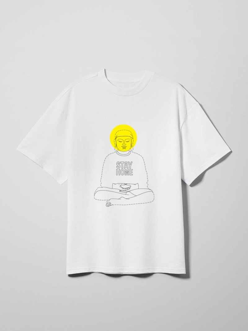 STAY HOME 原创印刷刺绣T恤, 中性版型, 100% 纯棉, 现货+预购 - 男装上衣/T 恤 - 棉．麻 白色