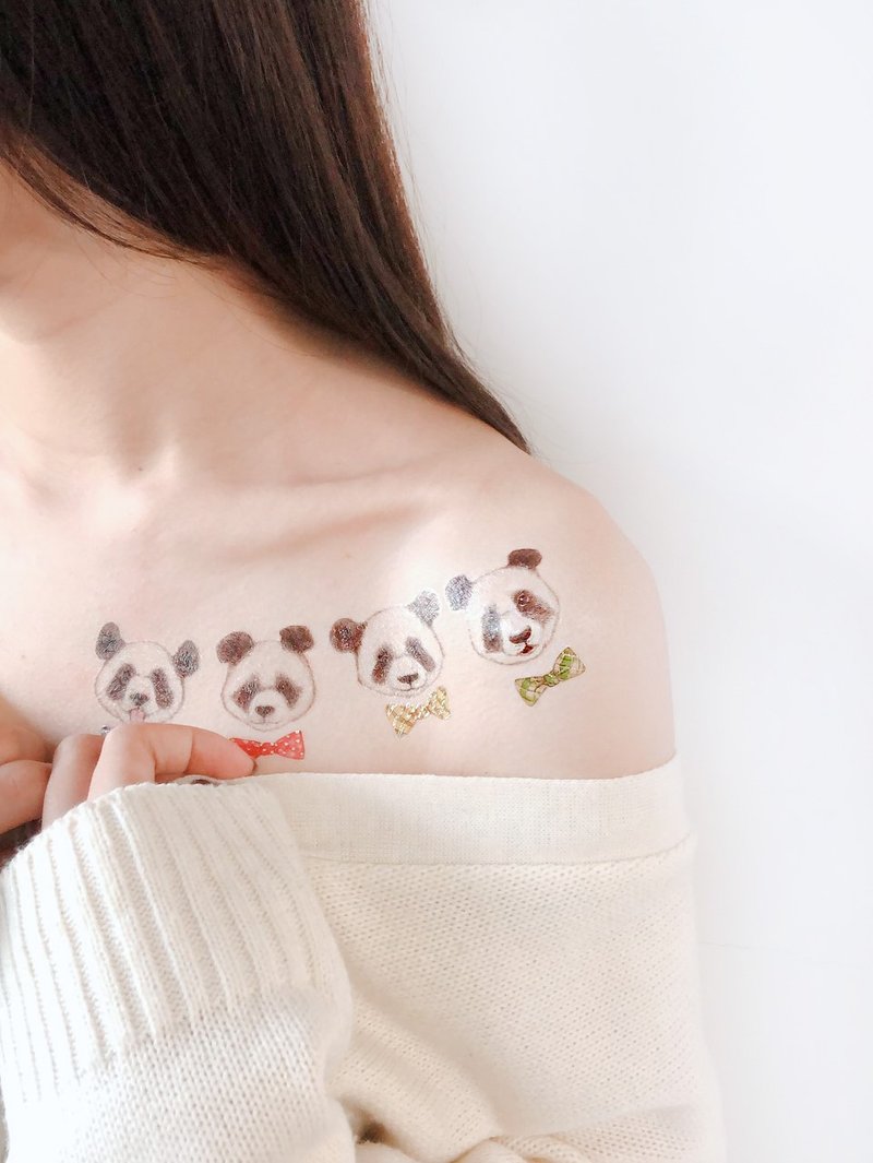 熊猫-2入纹身贴纸 原创手绘设计 - 纹身贴 - 纸 蓝色