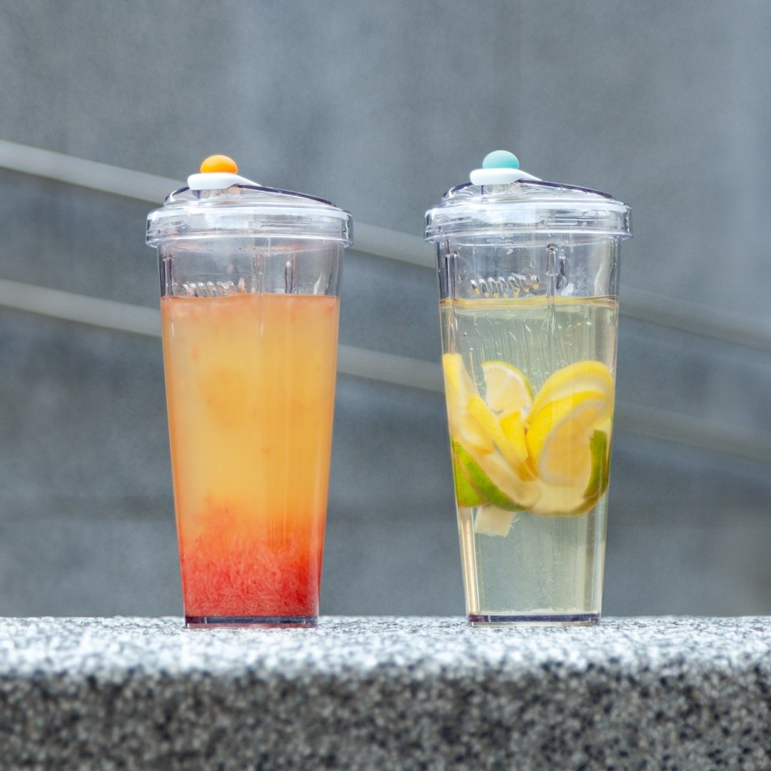 漂浮珍奶杯2入  / 透明环保饮料杯850ml / 旅行随行杯 - 水瓶/水壶 - 塑料 多色