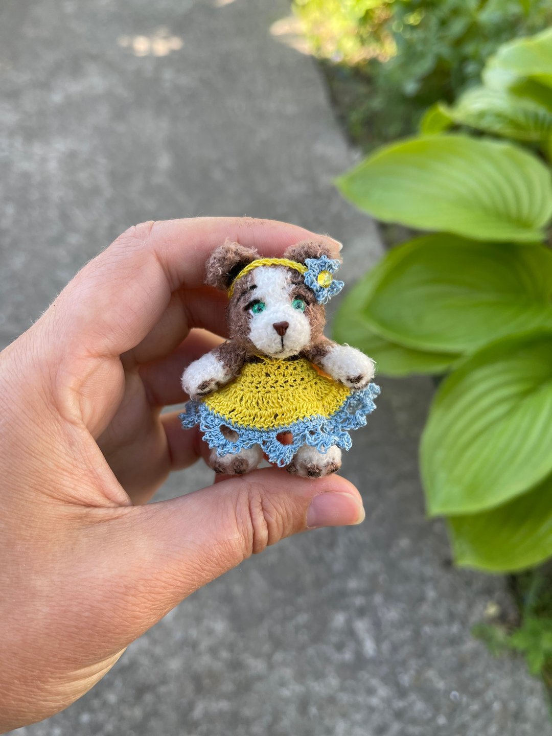 Miniature Teddy dog mini softy crocheted puppy toy small plush dog tiny cute pup - 编织/刺绣/羊毛毡/裁缝 - 绣线 咖啡色