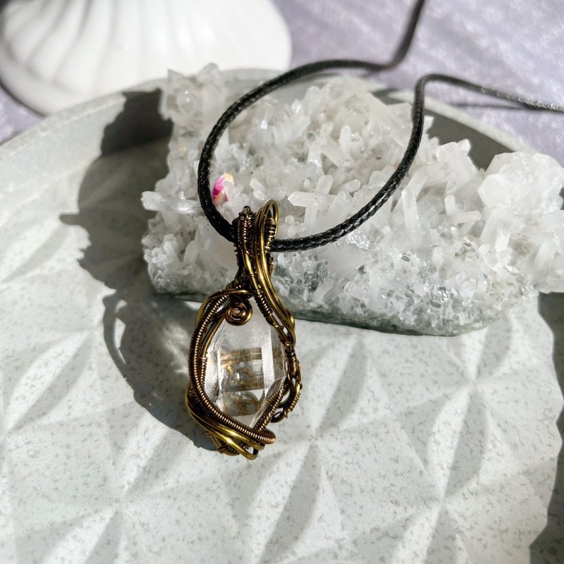 光语轻吟 白水晶手工吊坠 白水晶 能量饰品 疗愈水晶 金属编织 - 项链 - 水晶 