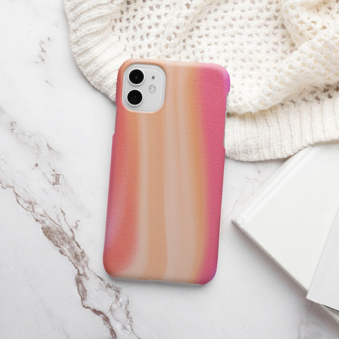 客制手机壳 iPhone 14 13 Pro Matte 抽象夏季水彩 17 4 橙色粉红 - 手机壳/手机套 - 塑料 多色