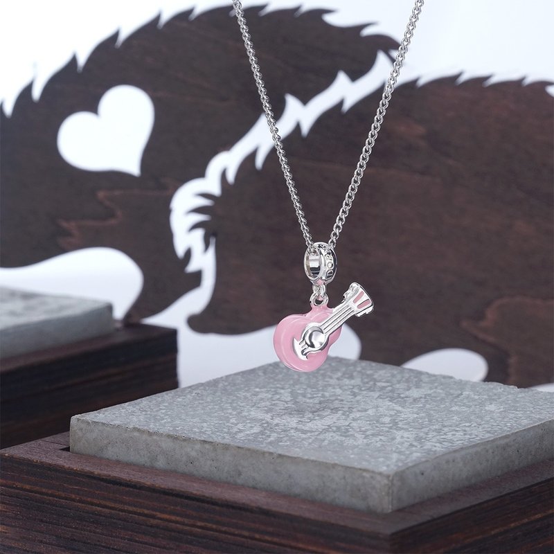 lian crystal rhinestone x Adorns 925纯银挂饰系列-结他吊咀 - 吊饰 - 纯银 粉红色