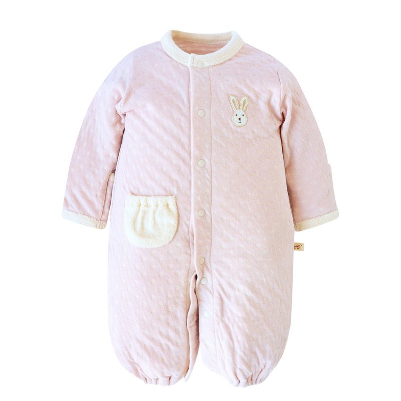 【SISSO有机棉】蜜桃甜心兔二重织两用式兔装 3M  6M 12M - 包屁衣/连体衣 - 棉．麻 粉红色