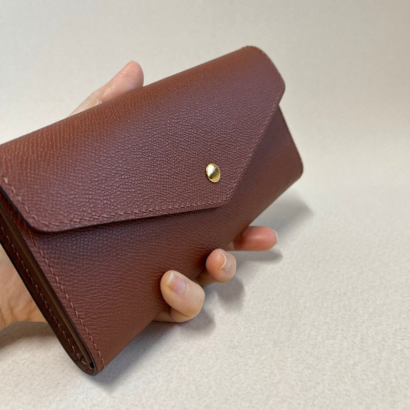 经典EPSOM牛皮6卡 信封长夹/咖啡 - 皮夹/钱包 - 真皮 咖啡色