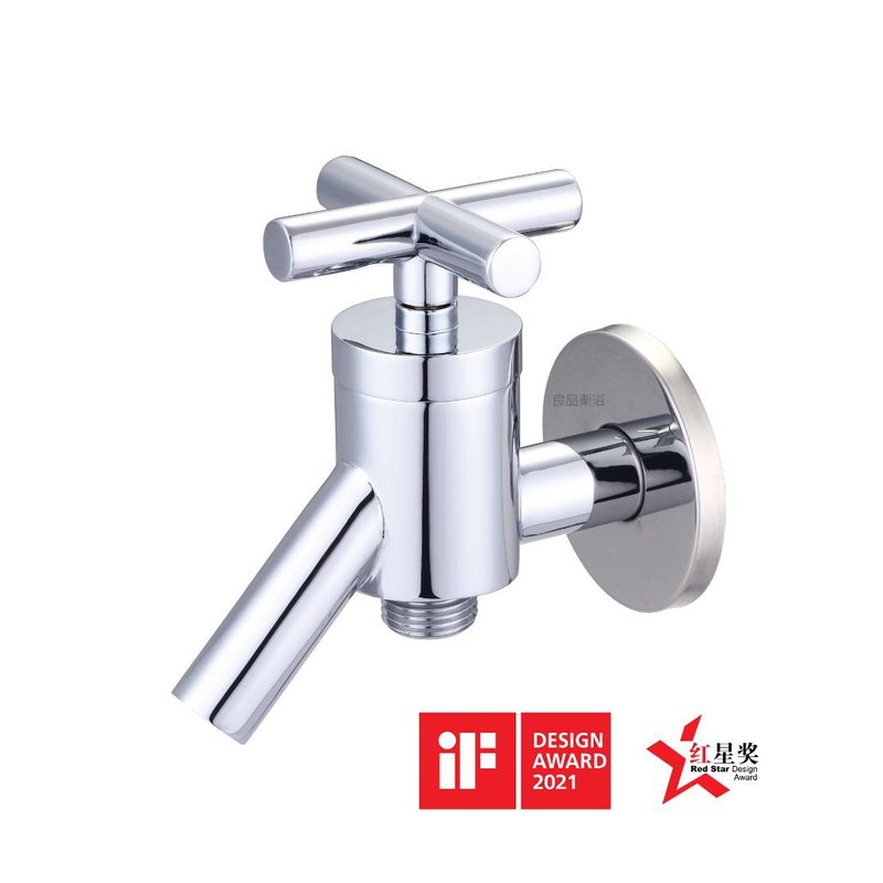 【人水良品卫浴】十字双出口水栓34-113 德国iF设计奖 红星奖 - 卫浴用品 - 铜/黄铜 银色