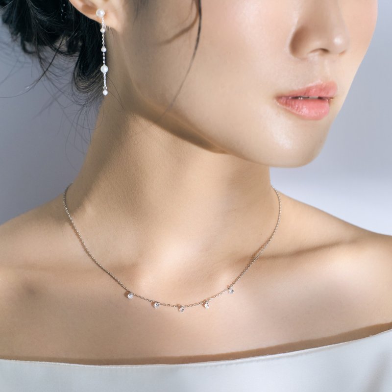 【新品】静谧水珠 Drop 纯银项链 | 水系列 轻珠宝 锁骨链 - 项链 - 纯银 