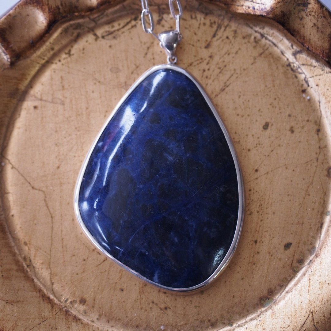 Reserved~ 独特的苏打石 大颗 半透明 手工纯银项链 Sodalite - 项链 - 半宝石 蓝色