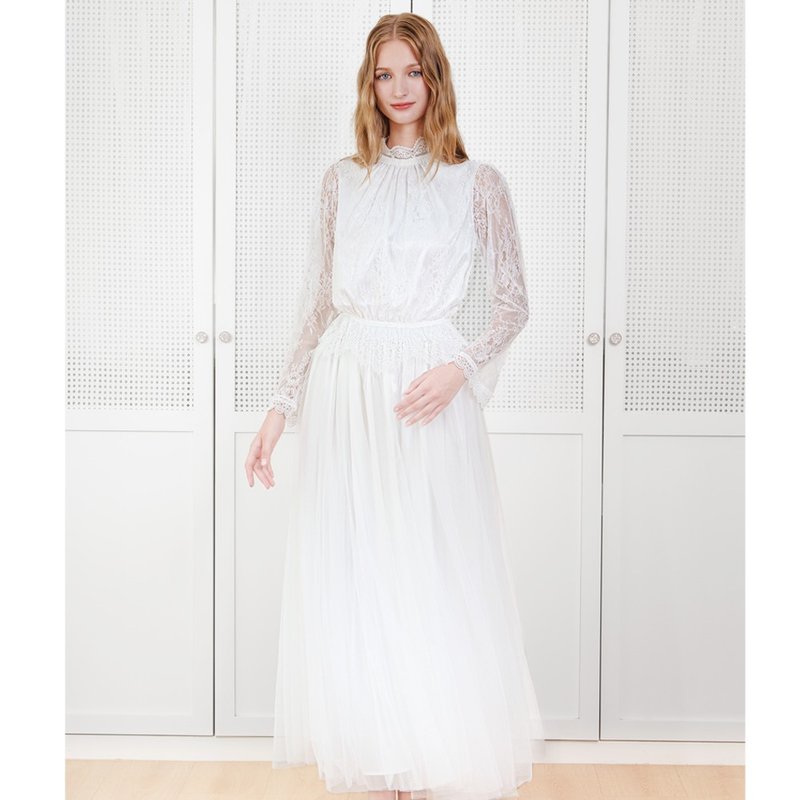 Elizabeth伊莉莎白蕾丝上衣+白长纱裙,二件式,轻婚纱,蕾丝 - 晚装/礼服 - 其他材质 白色