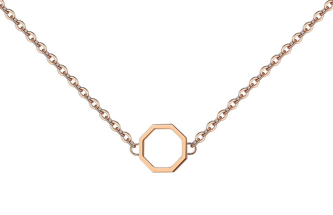 Okto Long Pendant Rose Gold 颈链 - 项链 - 不锈钢 