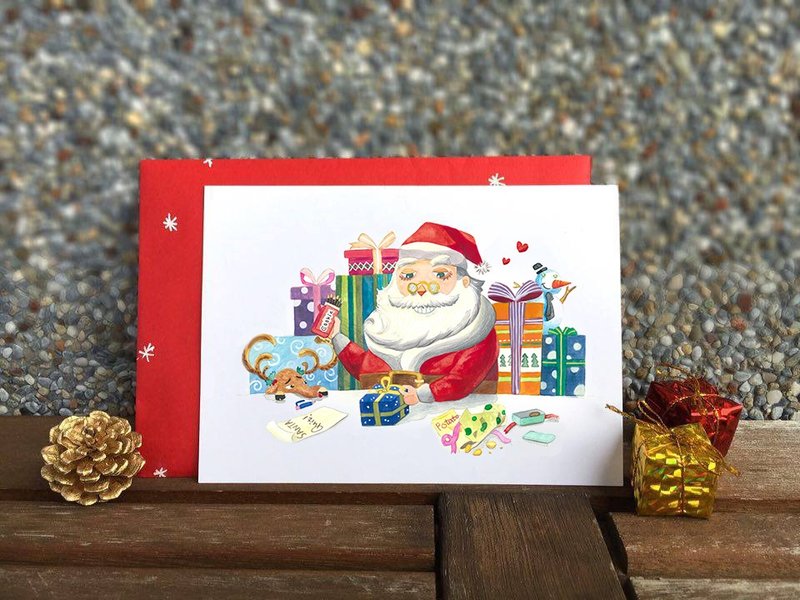圣诞 单面卡片 礼物 附信封 圣诞老人款 共六款 - 卡片/明信片 - 纸 红色