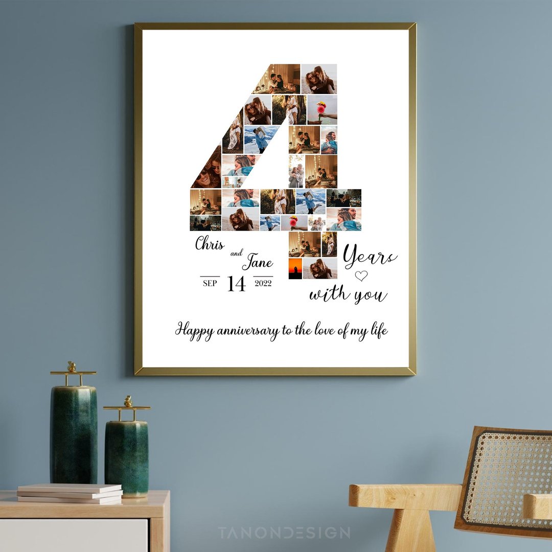 0-9 Number Photo collage Editable Canva Template, Anniversary Gift, Birthday - 图文模板设计 - 其他材质 