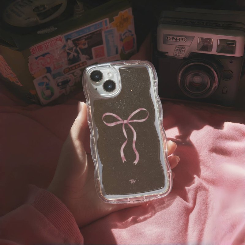 【亮粉丝带蝴蝶结(L)】 波浪框镜面手机壳 - 手机壳/手机套 - 其他材质 