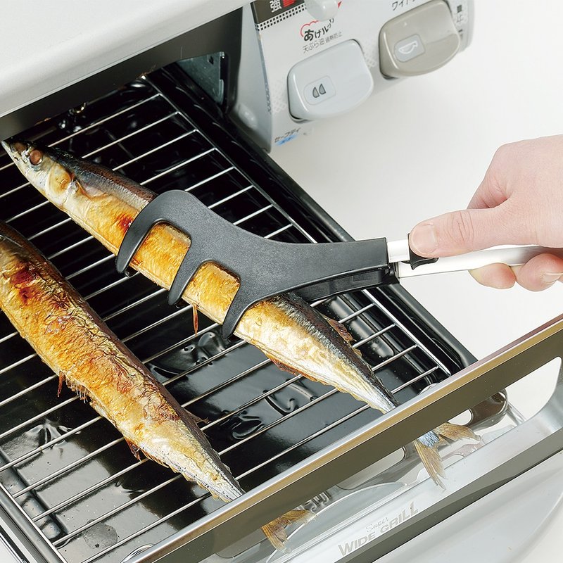 【日本下村工业Shimomura】 日本制耐高温烤鱼夹KZ-204 - 厨房用具 - 不锈钢 黑色