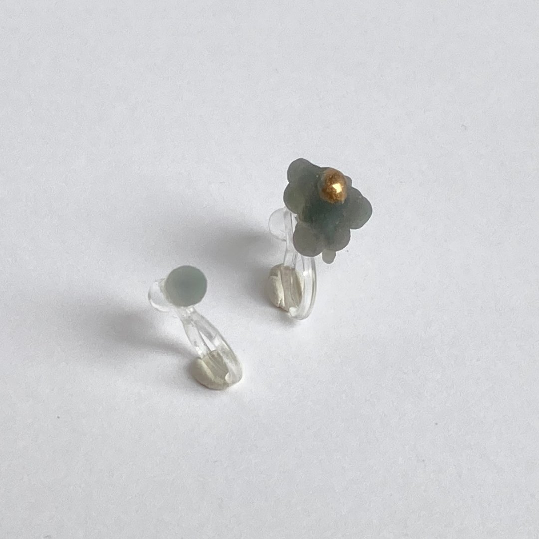 Grape agate earrings  2 pieces  (B1) - 耳环/耳夹 - 半宝石 