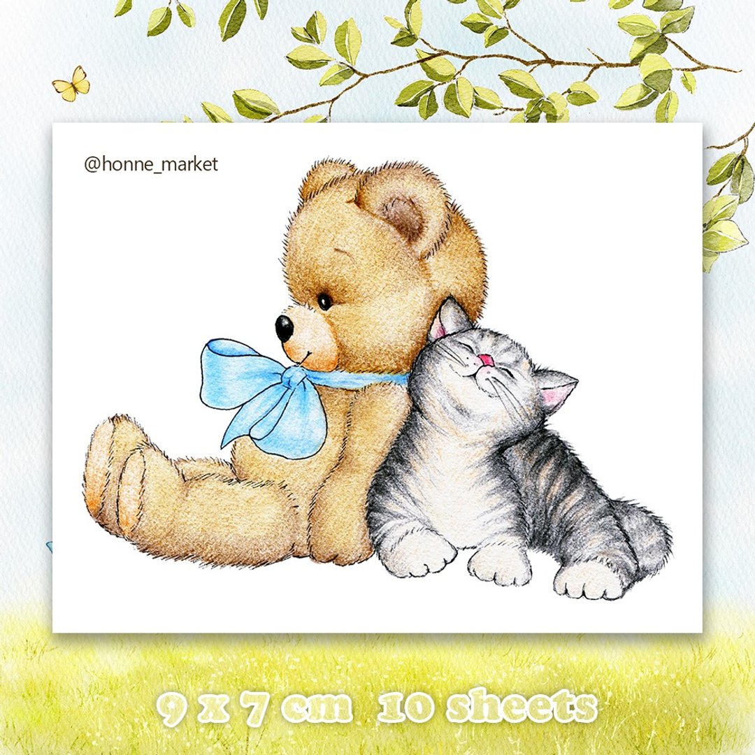Teddy Bear Cat (honne market) - 贴纸 - 纸 多色